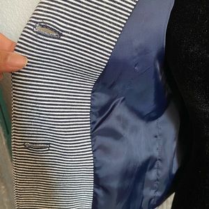 Stretch horizontal pin stripe navy blue blazer jacket